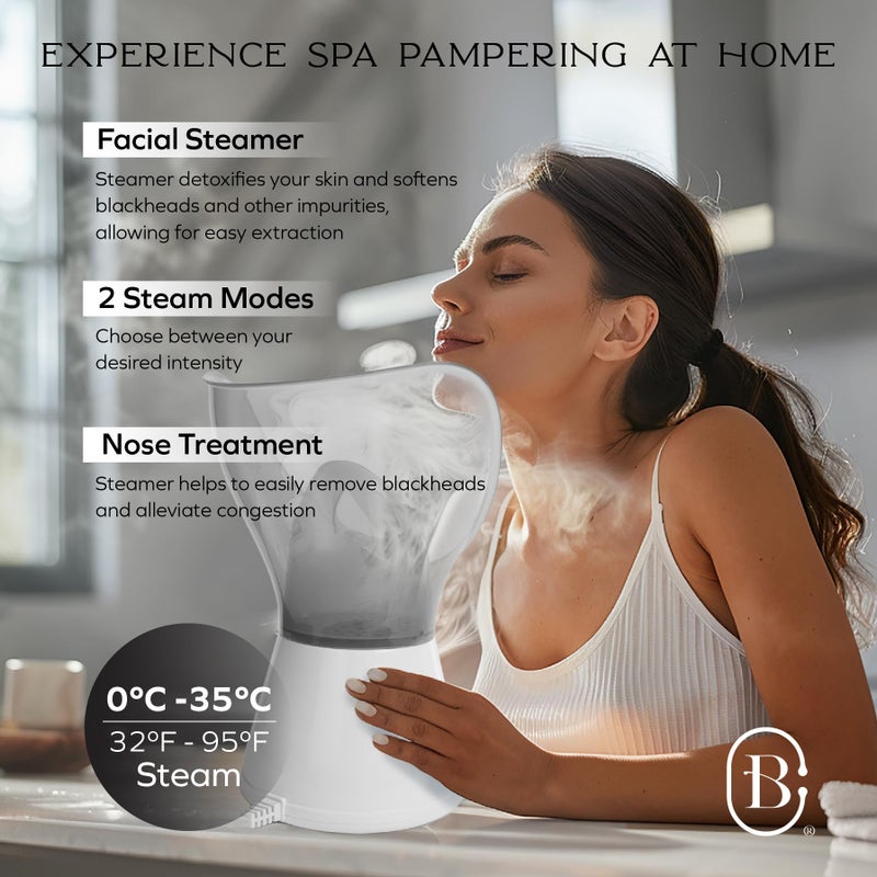 Bella Ciao Gentle Face Steamer for Facial Deep Cleaning, 11-PC | Facial Steamer for Proactive Acne Treatment Unclogs Pores & Treats Allergies | Facial Skin Care Products Includes Needles & Tweezers - Image 5